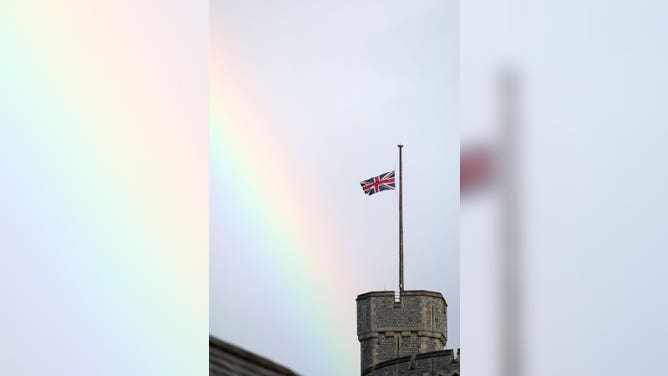 Rainbow over Windsor Castle after the death of Queen Elizabeth II