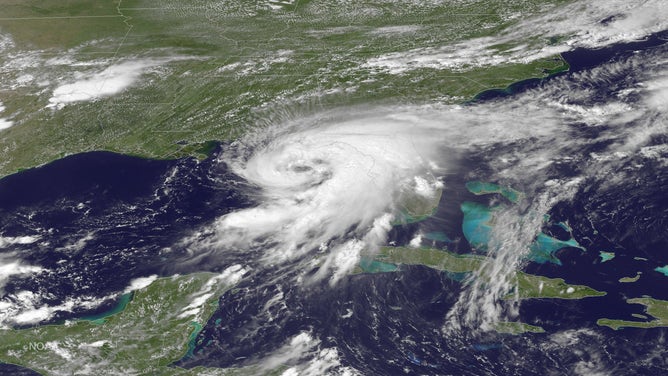 In this NOAA handout image, taken by the GOES East satellite at 1915 UTC, Hurricane Hermine approaches the Gulf Coast of Florida on September 1, 2016.