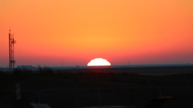 A fiery sunrise in Goodland, Kansas.