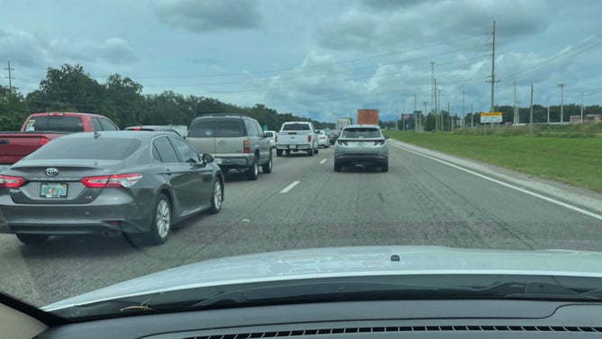 View from Florida resident Peter Trunslow, as he flees the city of Tampa.