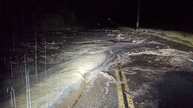 Debris from a mudslide in Lake Hughes, California on Sunday, Sept. 11, 2022. 
