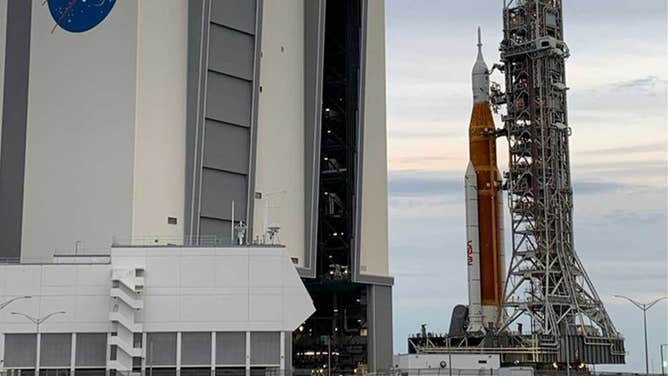 NASA's SLS rocket and Orion spacecraft begin entering the Vehicle Assembly Building on Sept. 27, 2022 ahead of Hurricane Ian.