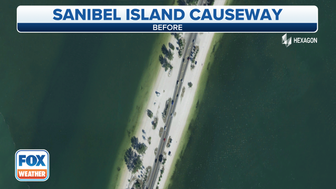 Sanibel Island Causeway before Hurricane Ian. 