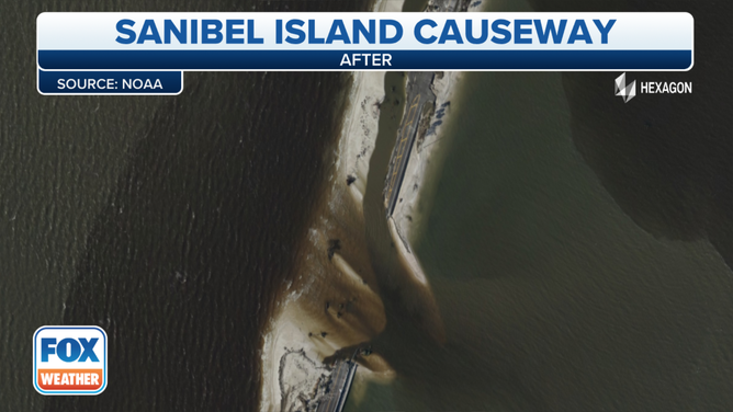 Sanibel Island Causeway after Hurricane Ian. 