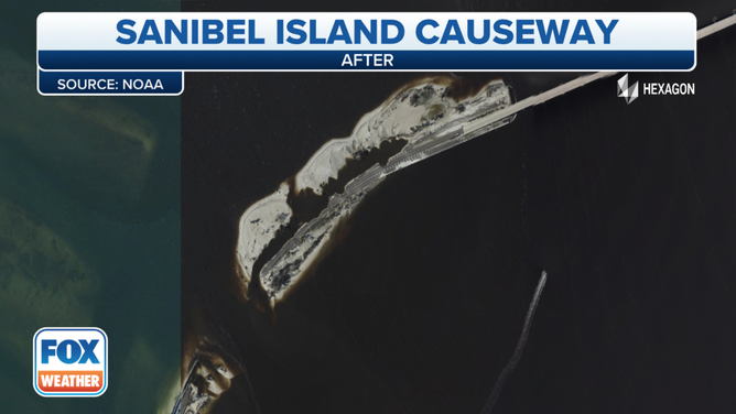 Sanibel Island Causeway after Hurricane Ian.
