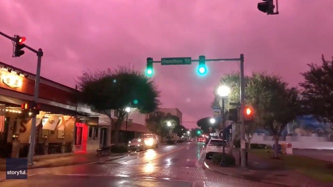 Purple skies after hurricane