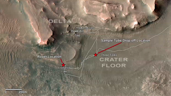Perseverance trova sostanze organiche compatibili con la vita nelle antiche rocce del letto di Jezero crater 3 I siti di raccolta dei campioni del rover Mars Perseverance della NASA sul pianeta rosso.