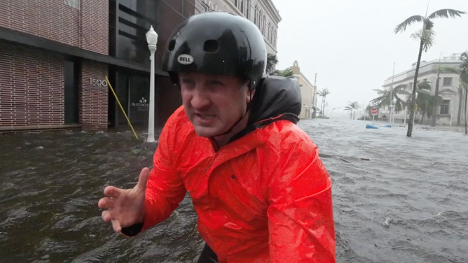 FOX Weather multimedia journalist and storm specialist Robert Ray braved the streets of a flooded Fort Myers.