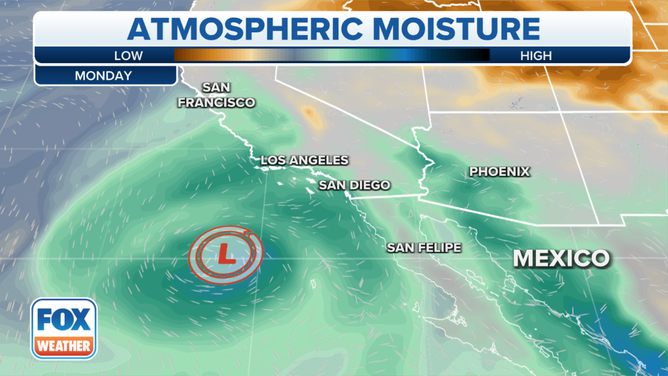 Moisture from remnants of Kay