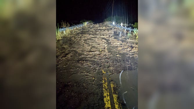 Debris from a mudslide in Lake Hughes, California on Sunday, Sept. 11, 2022. 