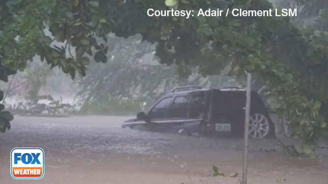 Car in over a foot of water