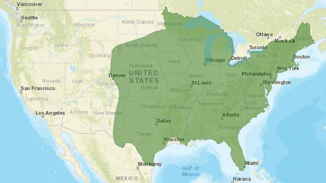 Range map for the tricolored bat in the US