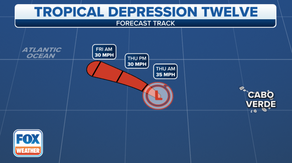 Tropical Depression 12 slowly dissipating over eastern Atlantic