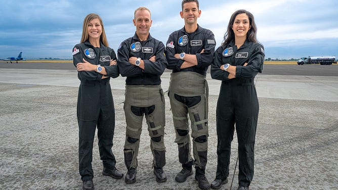 Polaris Dawn crew from left to right: Anna Menon, Scott Poteet, Jared Isaacman and Sarah Gillis.