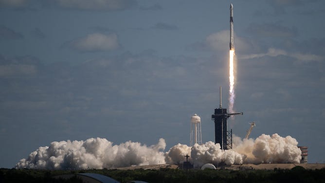 A SpaceX Falcon 9 rocket carrying the company's Crew Dragon spacecraft is launched on NASA’s SpaceX Crew-5 mission to the International Space Station with NASA astronauts Nicole Mann and Josh Cassada, Japan Aerospace Exploration Agency (JAXA) astronaut Koichi Wakata, and Roscosmos cosmonaut Anna Kikina onboard, Wednesday, Oct. 5, 2022, at NASA’s Kennedy Space Center in Florida.
