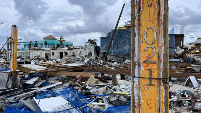 Debris from Hurricane Ian in Fort Myers Beach more than two weeks after the storm brought deadly storm surge to the Lee County, Florida community. (Image: Robert Ray/FOX Weather)