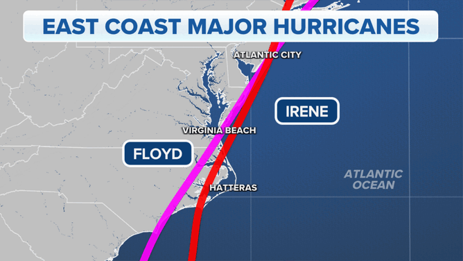 Hurricane Irene and Hurricane Floyd tracks