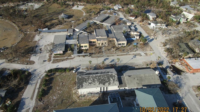 Hurricane Ian storm surge damages to Fort Myers Beach Elementary School.