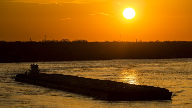 Barge on the Mississippi River in Memphis
