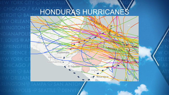 Honduras hurricane map