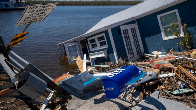 A destroyed house is seen in the aftermath of Hurricane Ian in Matlacha, Florida on October 1, 2022.