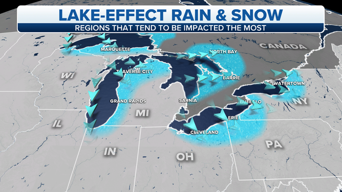 Where does lake-effect snow occur?