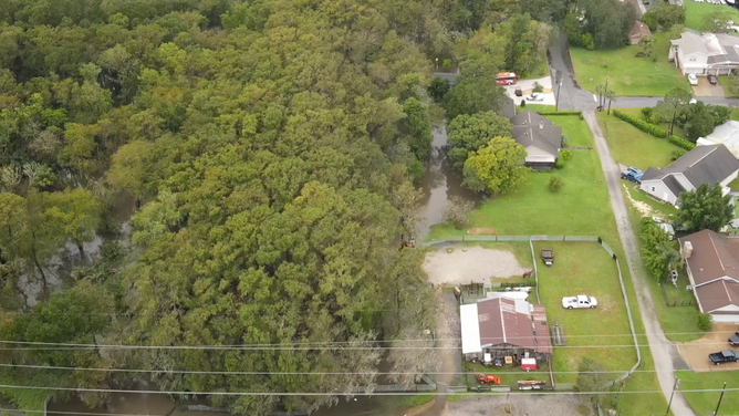 Aerial photos show flooding from the St. Johns River due to rainfall from Hurricane Ian in Seminole County, Fla.