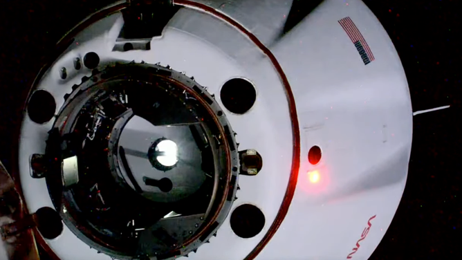 A view of the SpaceX Crew Dragon Endurance a few meters before docking with the International Space Station bringing four astronauts to the orbiting lab on Oct. 6, 2022.