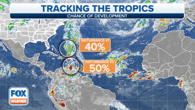 Areas to watch in the Atlantic Ocean for potential tropical development.