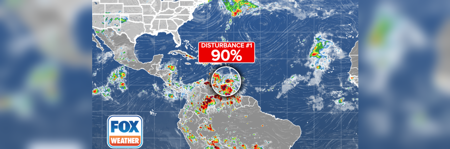 Tropical disturbance '91L' producing flooding rains in Caribbean