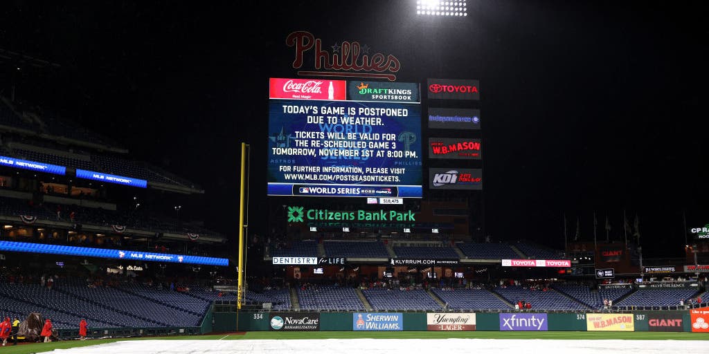 Phillies vs. Astros: Breaking down World Series rain delay outcomes over  the years - 6abc Philadelphia