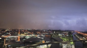 Drone captures incredible views of thundersnow over Buffalo skyline amid historic snowstorm