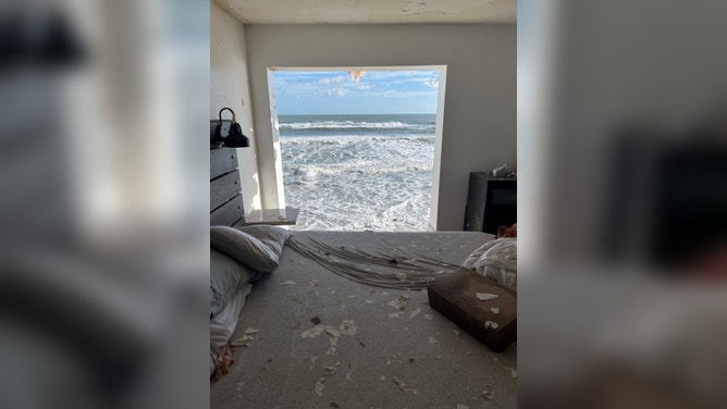 A look at the view from the back of a Wilbur-by-the-Sea home damaged during Hurricane Nicole.