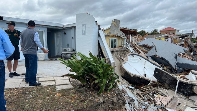 Some of the coastal building in Volusia County, Florida. Officials declared 24 hotels and condos to be unsafe and ordered their evacuation.