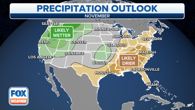 NOAA's precipitation outlook for November 2022.