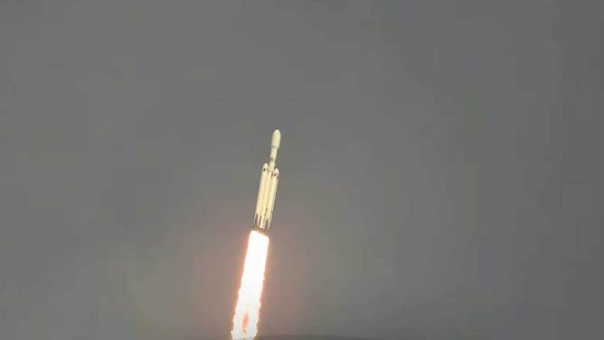 A SpaceX Falcon Heavy rocket launches the USSF-44 payload from Kennedy Space Center, Fla. on Nov. 1, 2022. The launch marked the first Falcon Heavy mission in three years.