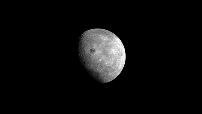 The moon as seen by NASA's Orion spacecraft on approach for a lunar flyby on Nov. 21, 2022 during the Artemis 1 test flight.