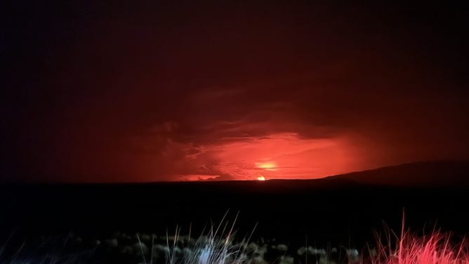 A photo taken by Ken Hon, Scientist in Charge of HVO from Waikoloa at 1:27 a.m. HST on Monday, Nov. 28, 2022.