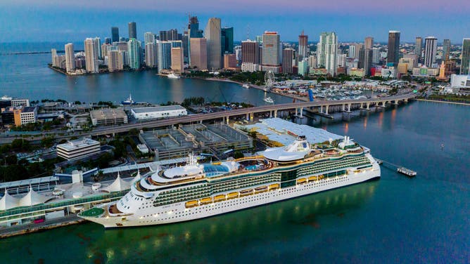 View of cruise ship at harbor in Miami