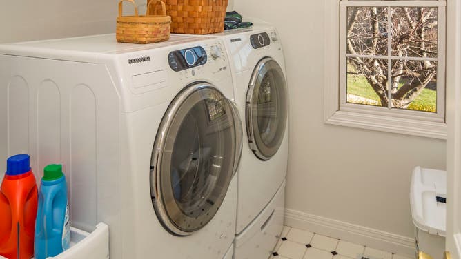 Laundry room in a home in Kentucky.