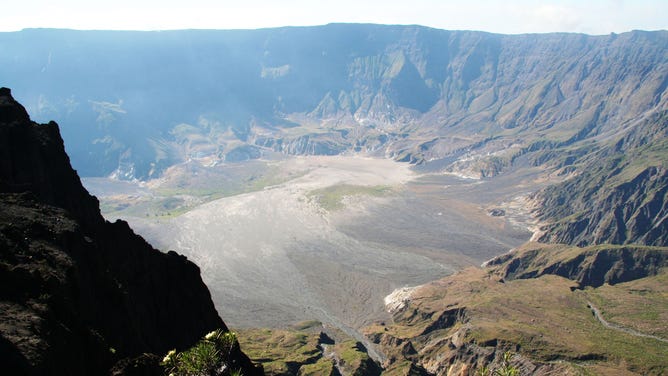 A view from the craters edge of Mount Tambora on the island of Sumbawa in Indonesia.
