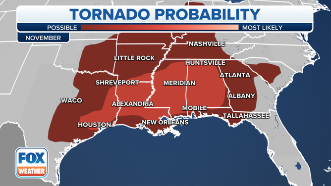 November's tornado probability.