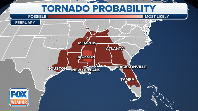 February's tornado probability.