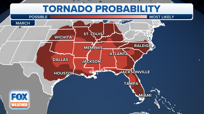 Here's where tornadoes are most likely to occur in each month | Fox Weather