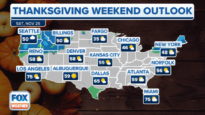 A look at the forecast across the country on Saturday and Sunday.