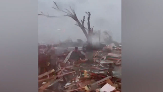 Tornado hits the small town of Powderly, Texas on Nov. 4, 2022.