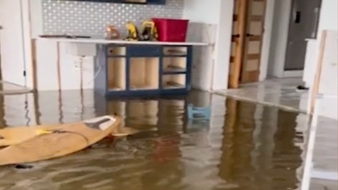 Inside the Boscos' flooded home.