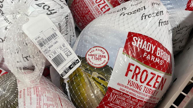 FILE - BOSTON, MA - November 16: Turkeys for sale at Stop and Shop on November 16, 2022 in Boston, Massachusetts.