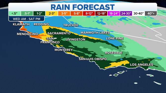 Western rain forecast through Saturday night.