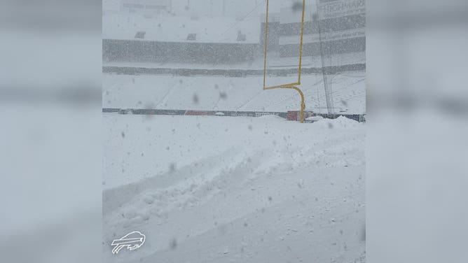 You could make over an 80-foot-tall snowman with all the snow on the Buffalo  Bills' football field